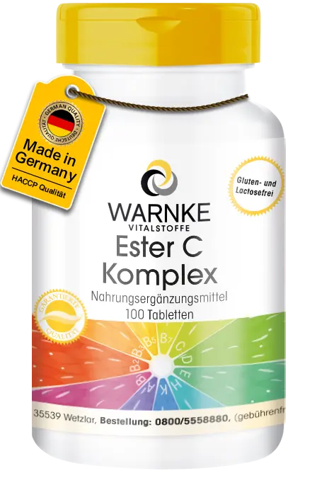 Ester C Komplex - 100 Tabletten - mit Vitamin C - für Immunsystem, Kollagenbildung uvm. | Warnke Vitalstoffe Ester C Komplex - 100 Tabletten - mit Vitamin C - für Immunsystem, Kollagenbildung uvm. | Warnke Vitalstoffe