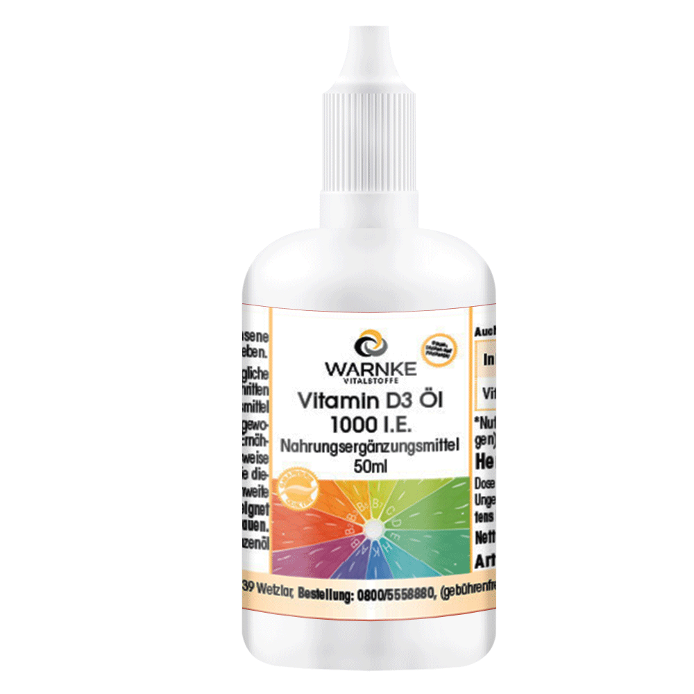 Vitamin D3 Öl 1000 I.E. - 50 ml - für Knochen, Zähne, Muskeln uvm. | Warnke Vitalstoffe Vitamin D3 Öl 1000 I.E. - 50 ml - für Knochen, Zähne, Muskeln uvm. | Warnke Vitalstoffe