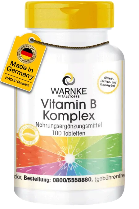 Vitamin B Komplex - 100 Tabletten - für Immunsystem, Haar, gegen Müdigkeit uvm. - Vegan | Warnke Vitalstoffe Vitamin B Komplex - 100 Tabletten - für Immunsystem, Haar, gegen Müdigkeit uvm. - Vegan | Warnke Vitalstoffe