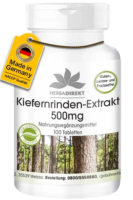 Kiefernrinden-Extrakt 500mg - 100 Tabletten - mit Vitamin C - für Immunsystem, Kollagenbildung uvm. | Warnke Vitalstoffe Kiefernrinden-Extrakt 500mg - 100 Tabletten - mit Vitamin C - für Immunsystem, Kollagenbildung uvm. | Warnke Vitalstoffe