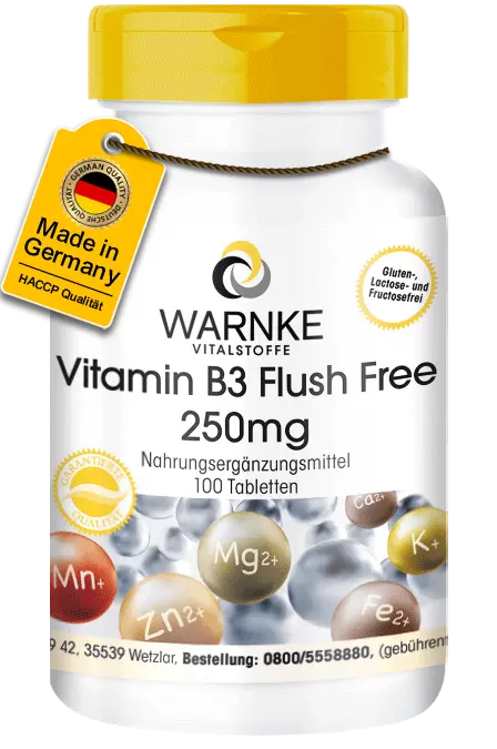 Vitamin B3 250 mg Flush Free - 100 Tabletten - für Haut, Nervensystem uvm. - Vegan | Warnke Vitalstoffe Vitamin B3 250 mg Flush Free - 100 Tabletten - für Haut, Nervensystem uvm. - Vegan | Warnke Vitalstoffe