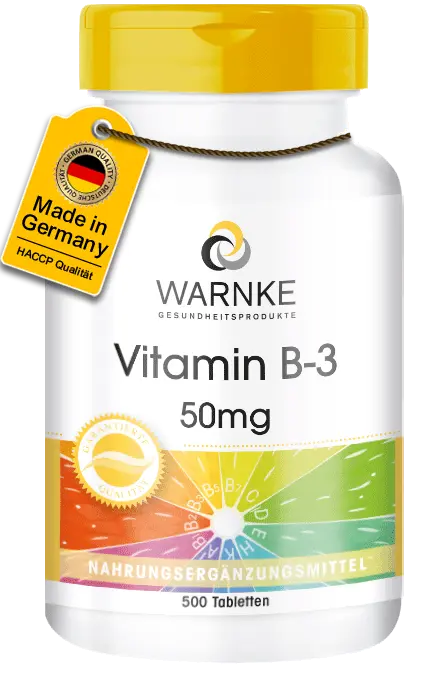 Vitamin B3 50mg - 500 Tabletten - für Haut, Nervensystem uvm. - Vegan | Warnke Vitalstoffe Vitamin B3 50mg - 500 Tabletten - für Haut, Nervensystem uvm. - Vegan | Warnke Vitalstoffe