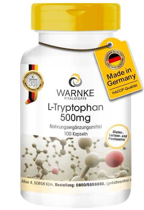 L-Tryptophan 500mg - 100 Kapseln - Aminosäure - Vegan | Warnke Vitalstoffe