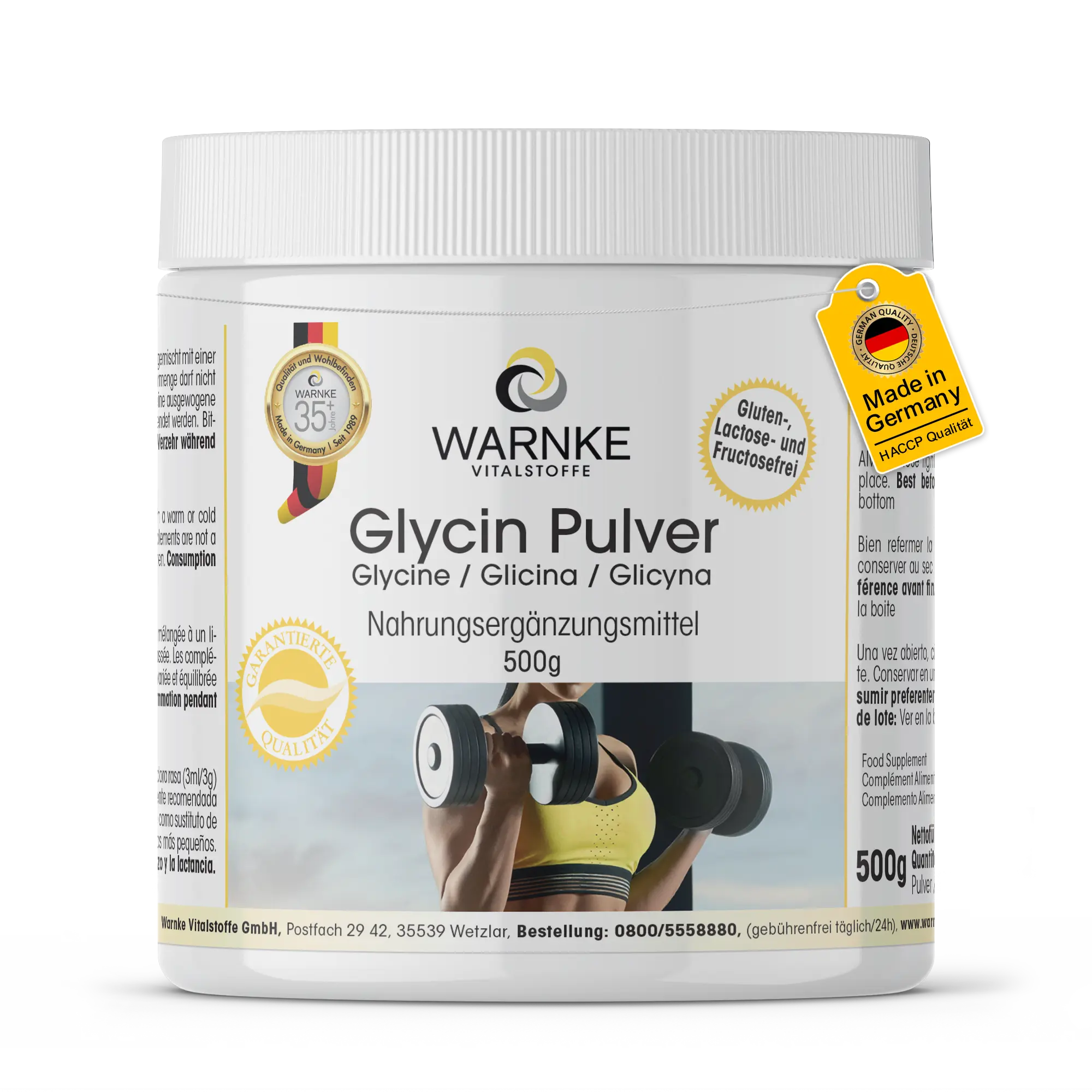 Glycin - 500g Pulver - proteinogene Aminosäure - Vegan | Warnke Vitalstoffe