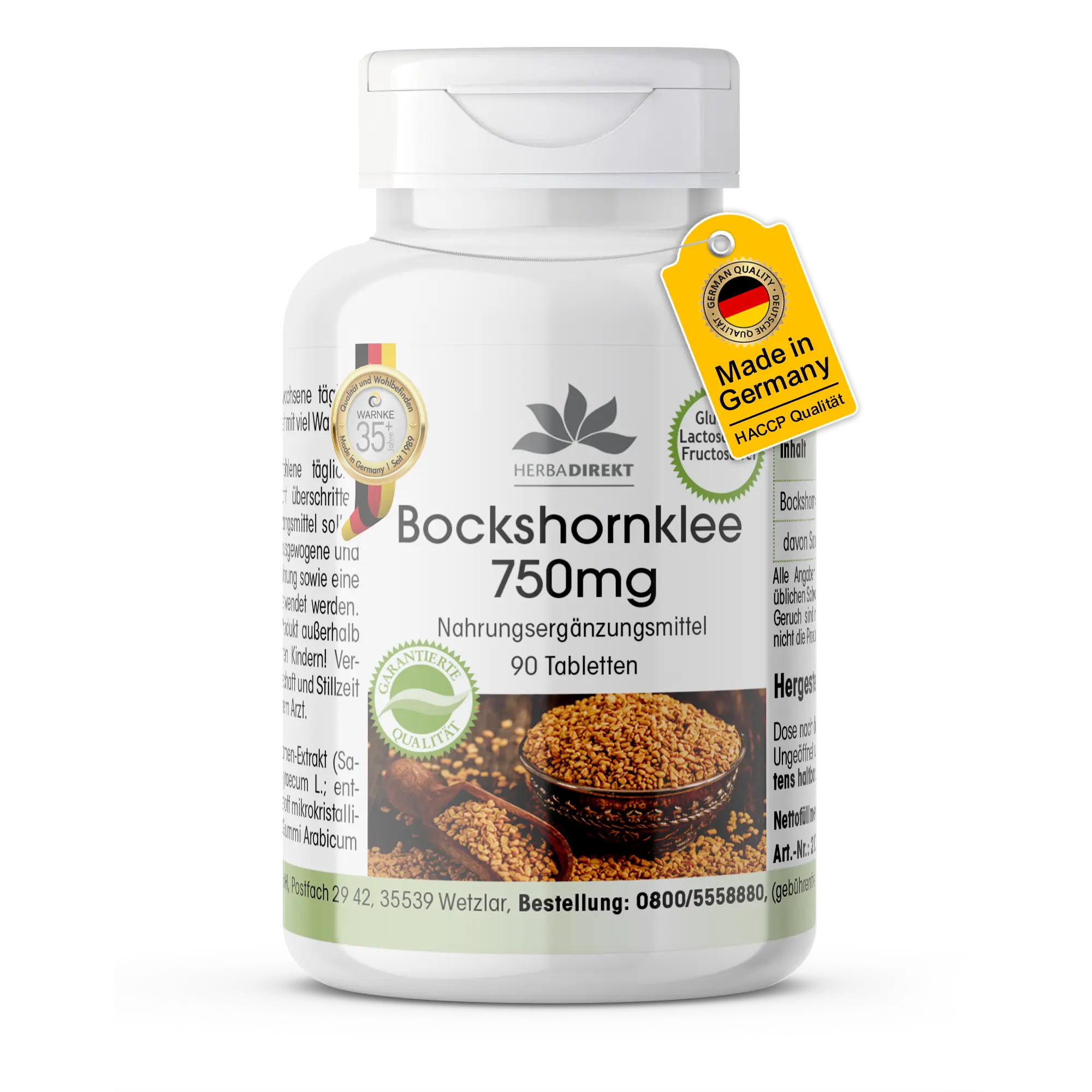Bockshornklee 750mg - 90 Tabletten - Hochdosiert & Vegan | Warnke Vitalstoffe