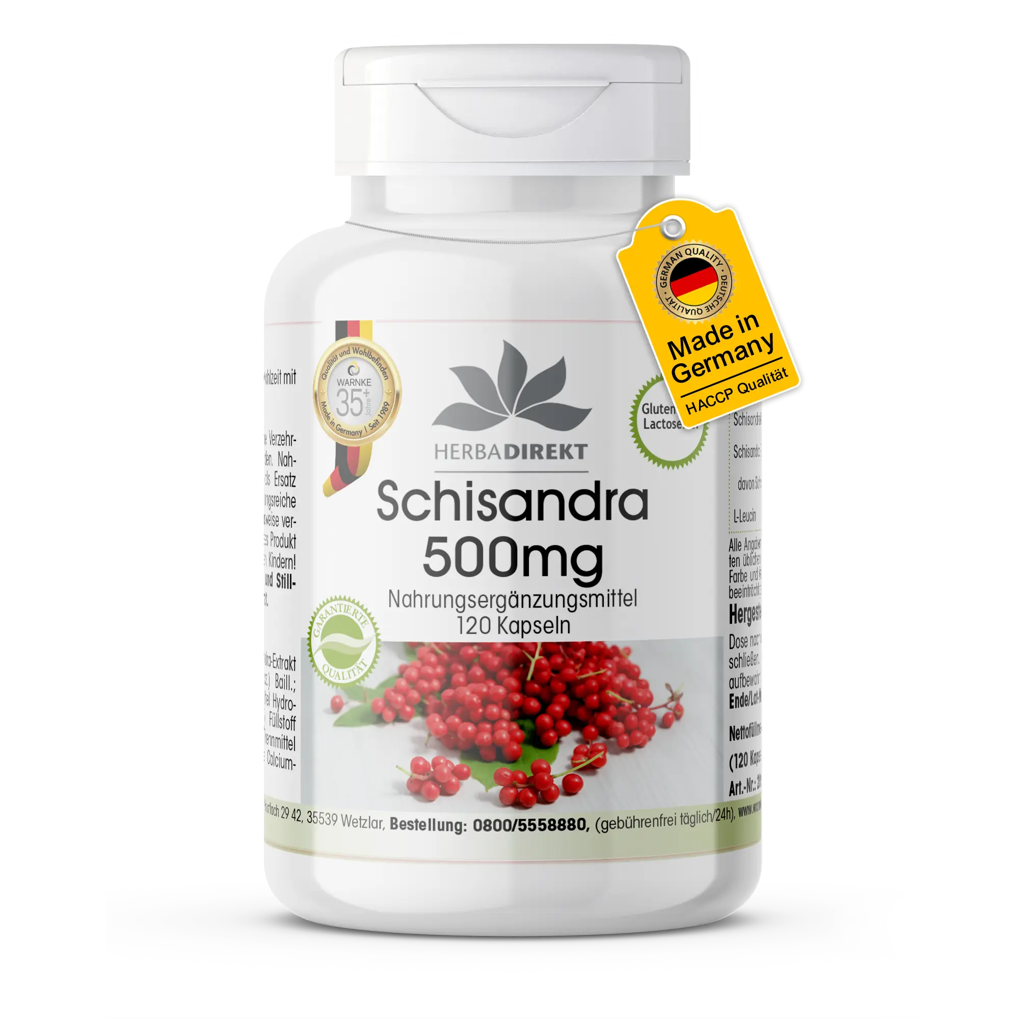 Schisandra 500mg - 120 Kapseln - Hochdosiert & Vegan | Warnke Vitalstoffe