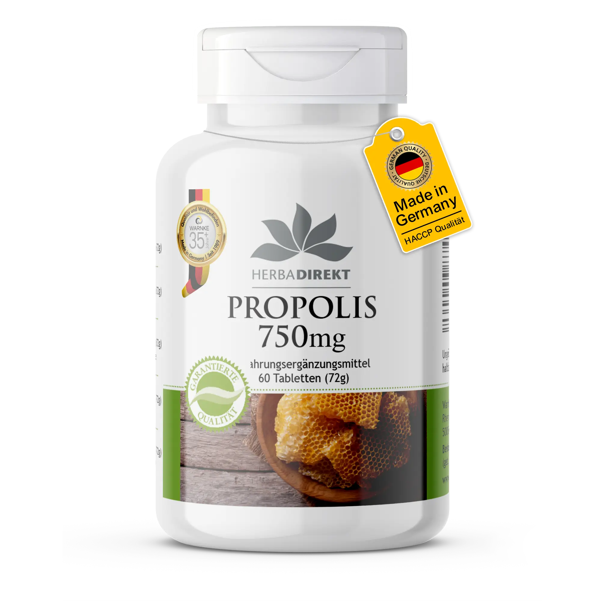 Propolis 750mg - 60 Tabletten - 22,5mg Galangin - Hochdosiert | Warnke Vitalstoffe