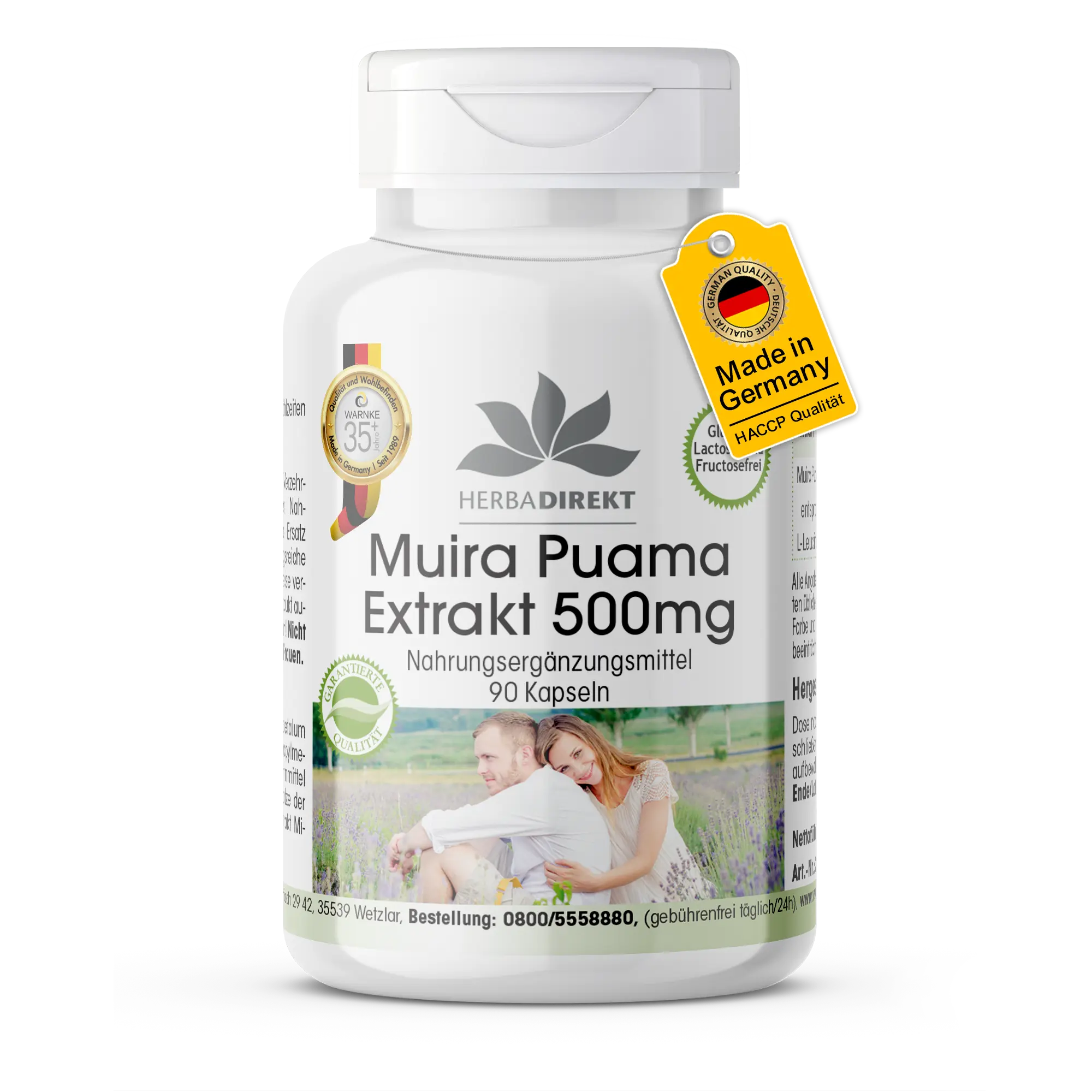 Muira Puama Extrakt 500mg - 90 Kapseln - Schluckfreundlich - Hochdosiert & Vegan | Warnke Vitalstoffe