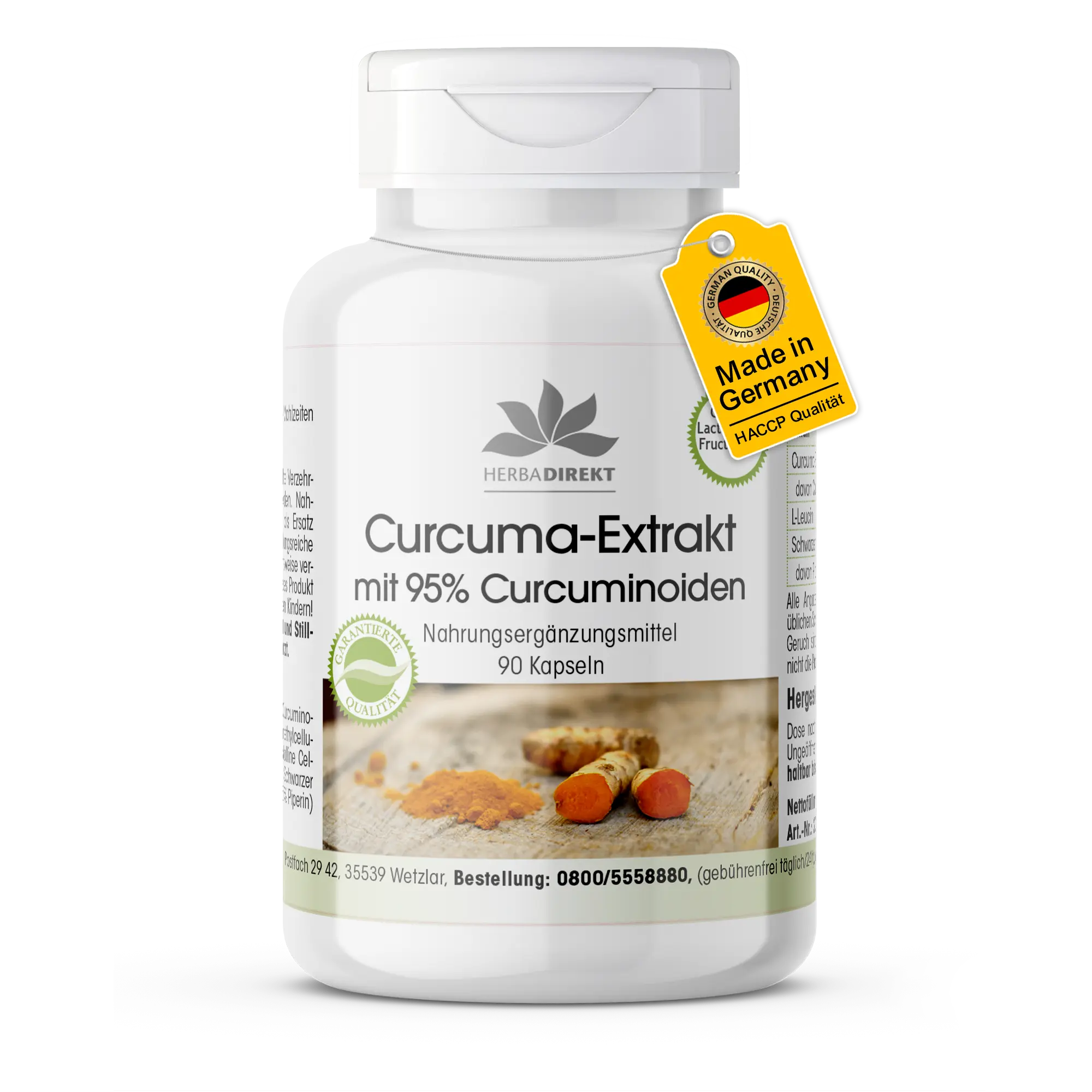 Curcumin Extrakt mit 95% Curcuminoiden - 90 Kapseln - Hochdosiert & Vegan | Warnke Vitalstoffe