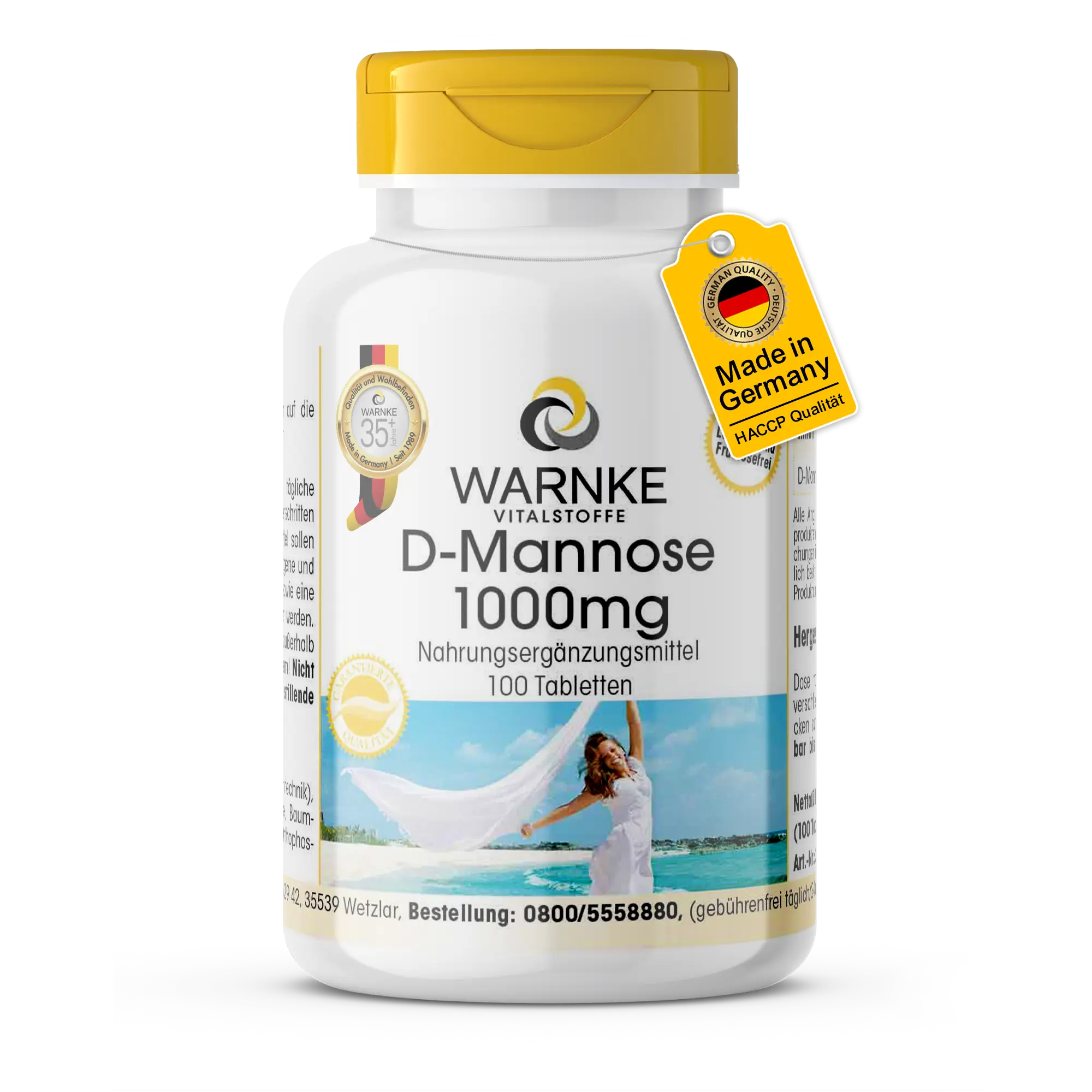 D-Mannose 1000mg - 100 Tabletten - Hochdosiert & Vegan | Warnke Vitalstoffe