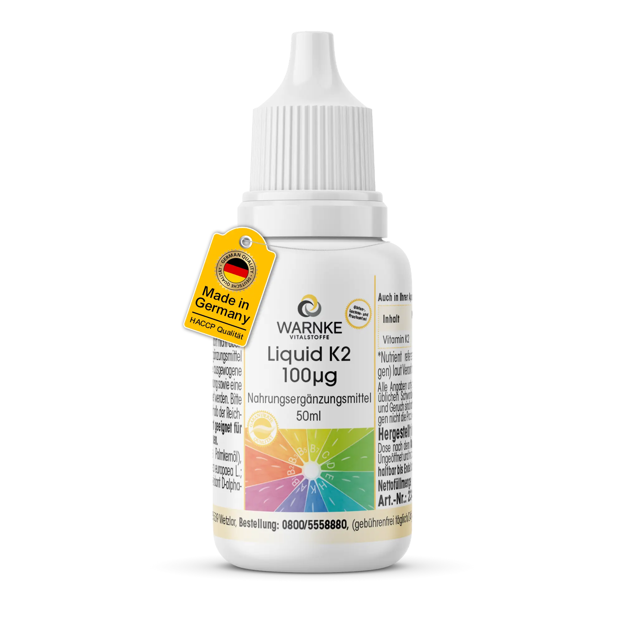 Liquid K2 100µg - 50ml - für Blutgerinnung und Knochen | Warnke Vitalstoffe