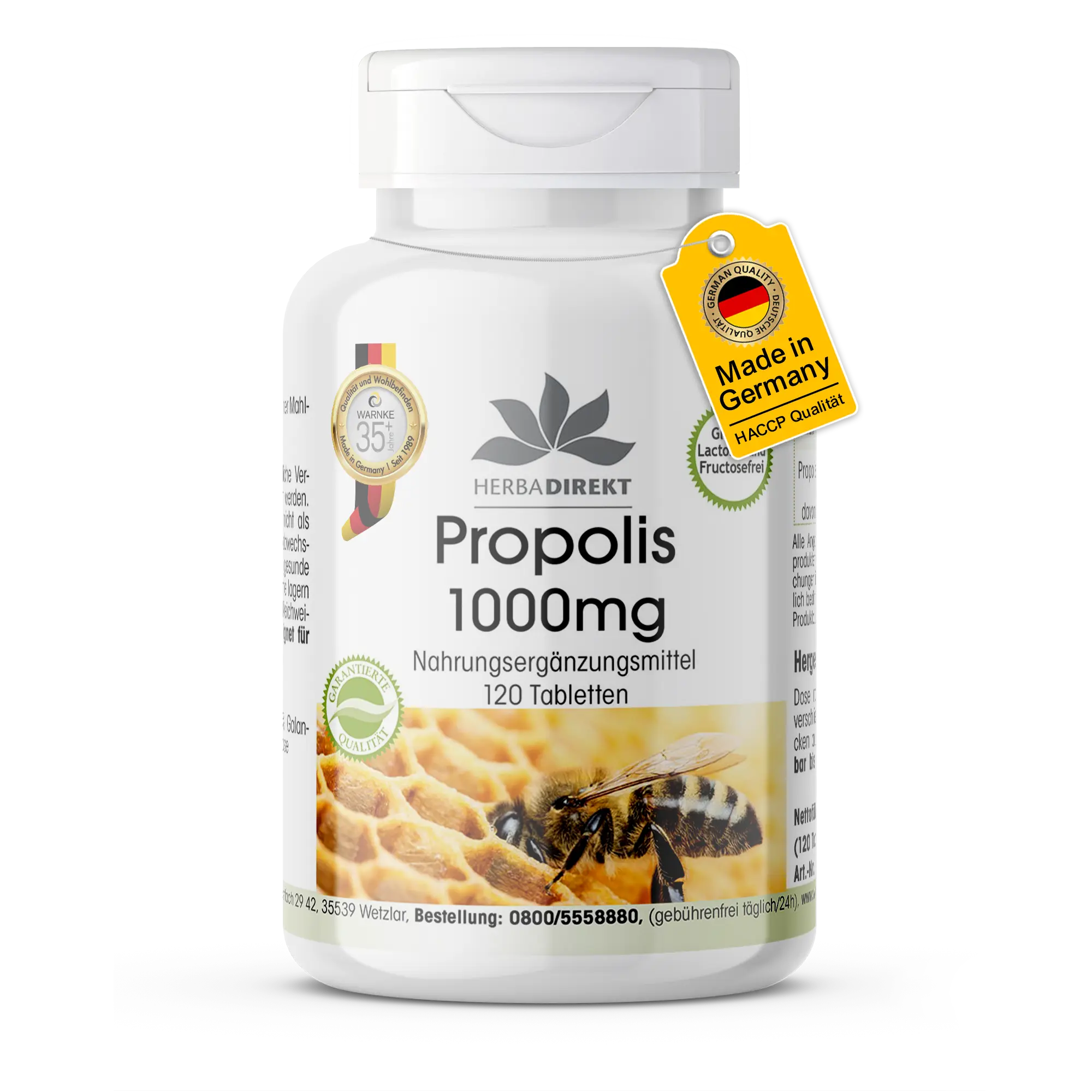 Propolis 1000mg - 120 Tabletten - mit 3% Galangin - Hochdosiert | Warnke Vitalstoffe