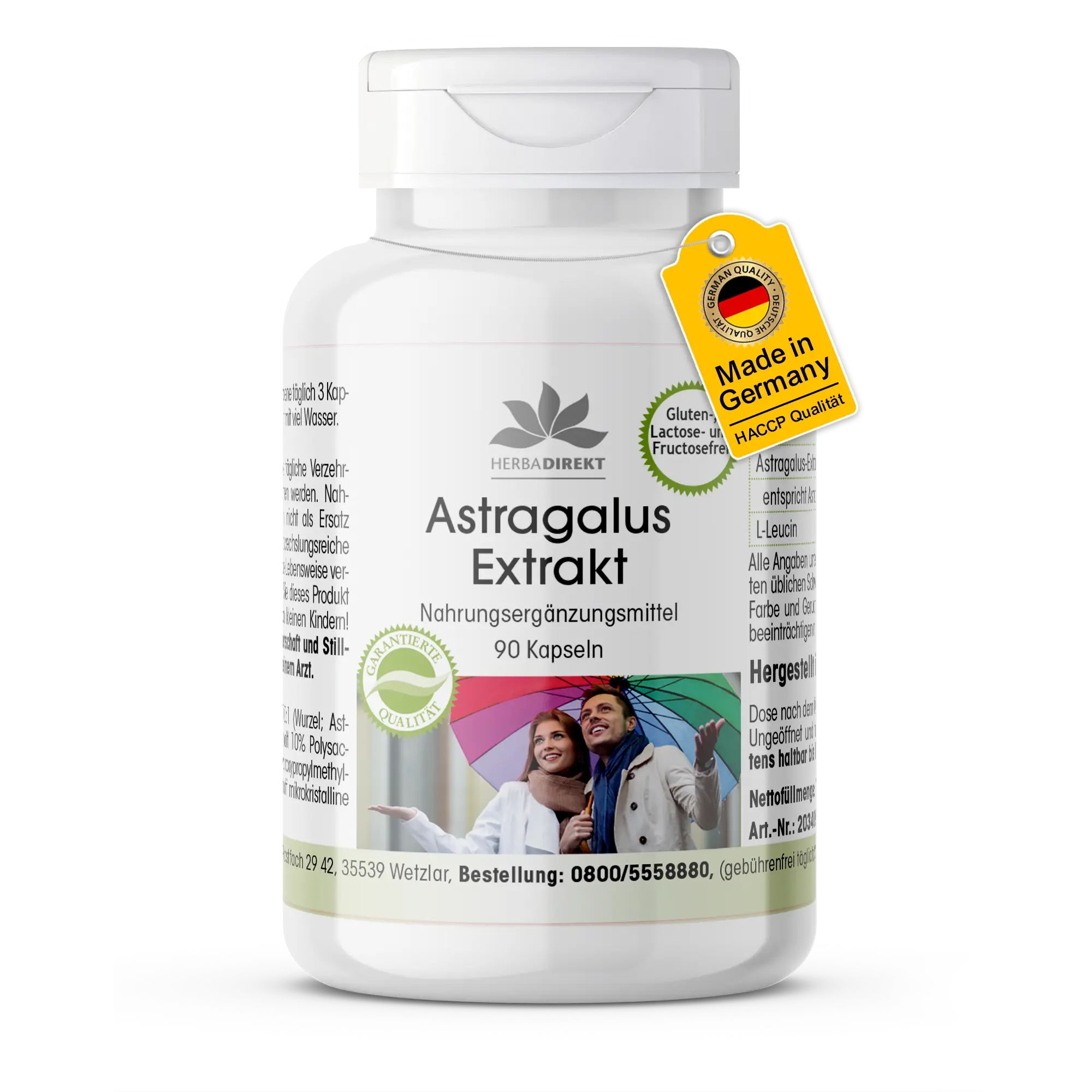 Astragalus-Extrakt - 90 Kapseln - Schluckfreundlich - Hochdosiert & Vegan | Warnke Vitalstoffe