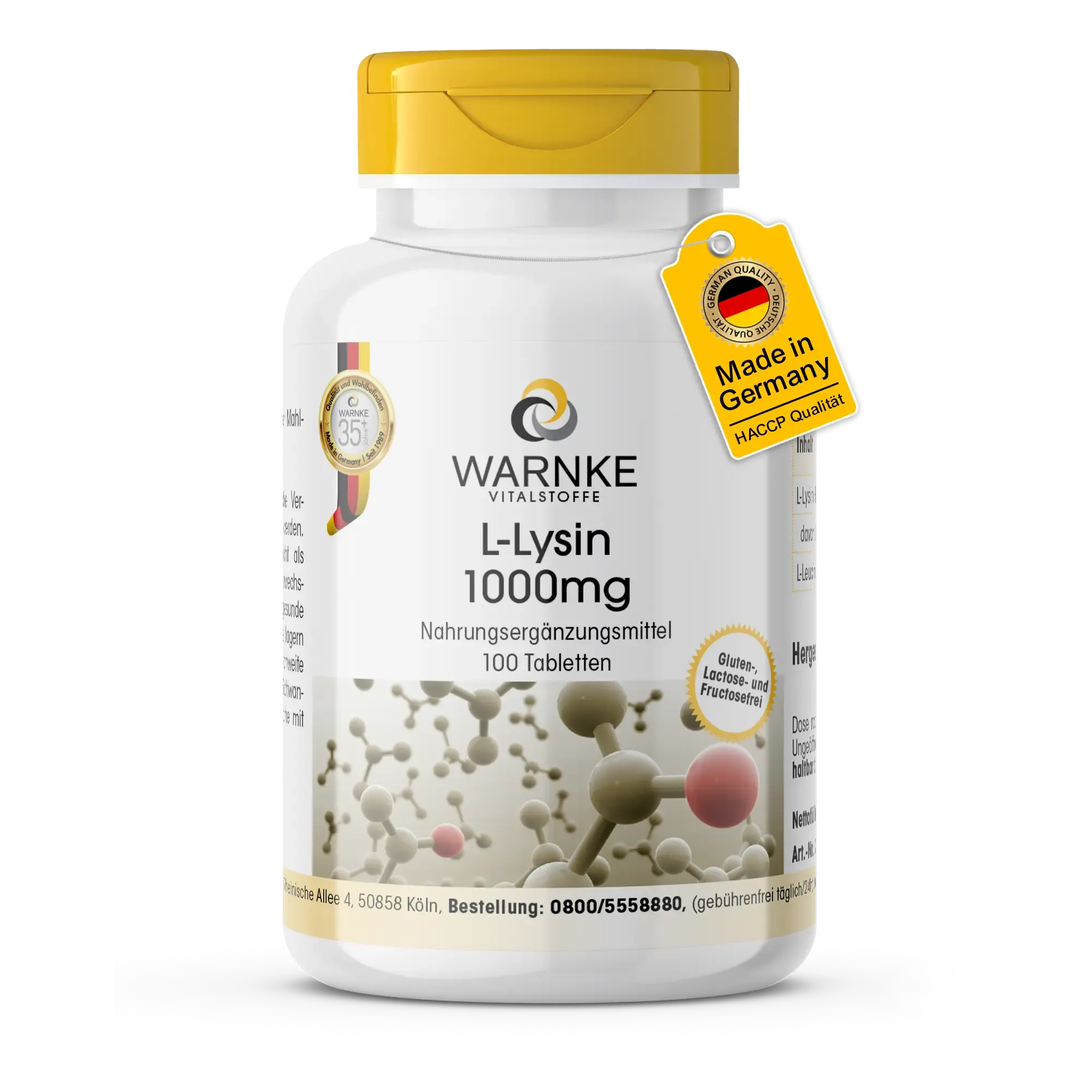 L-Lysin 1000mg - 100 Tabletten - Vegan | Warnke Vitalstoffe