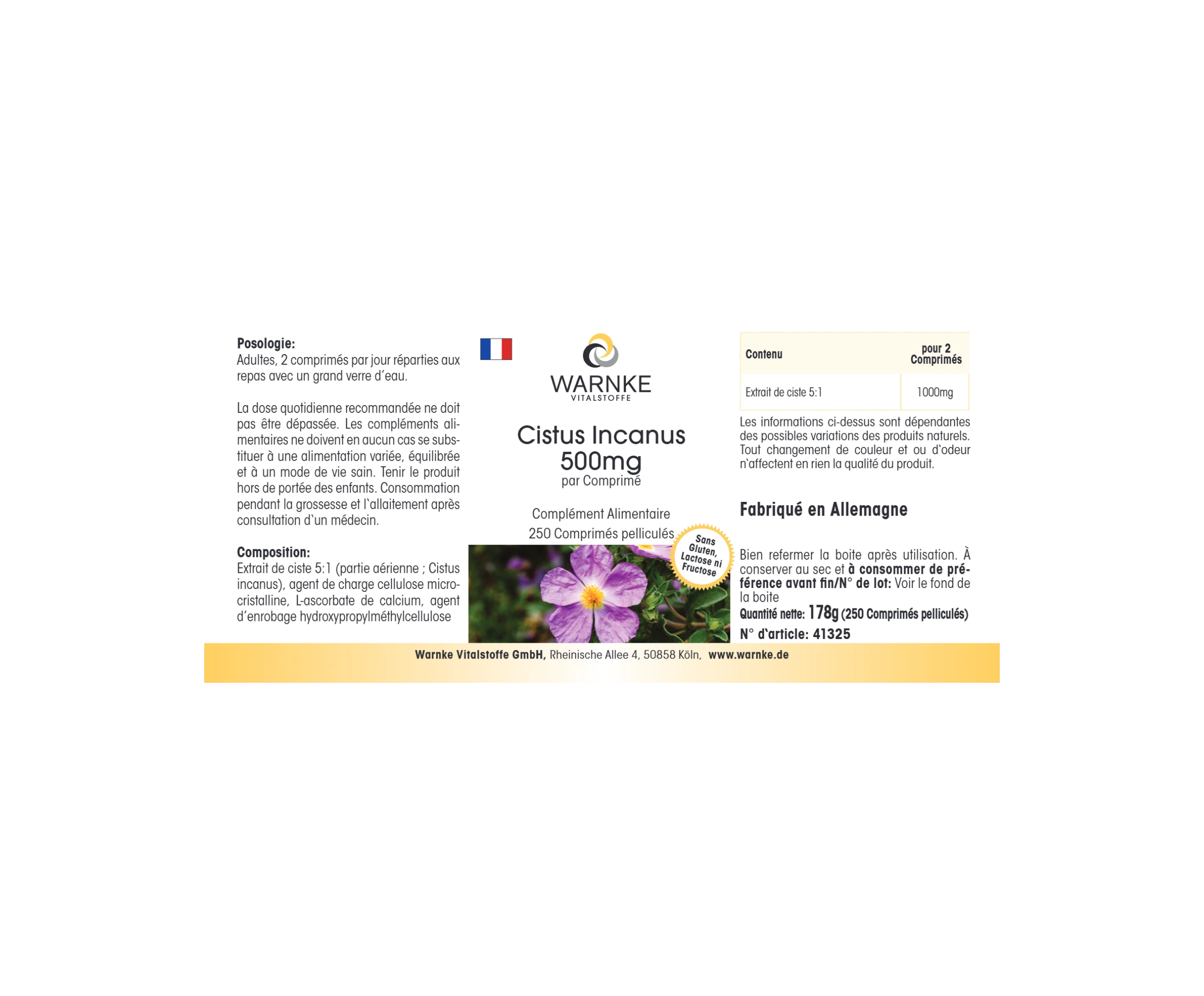 Cistus Incanus 500mg - 250 Filmtabletten - vegan | Warnke Vitalstoffe