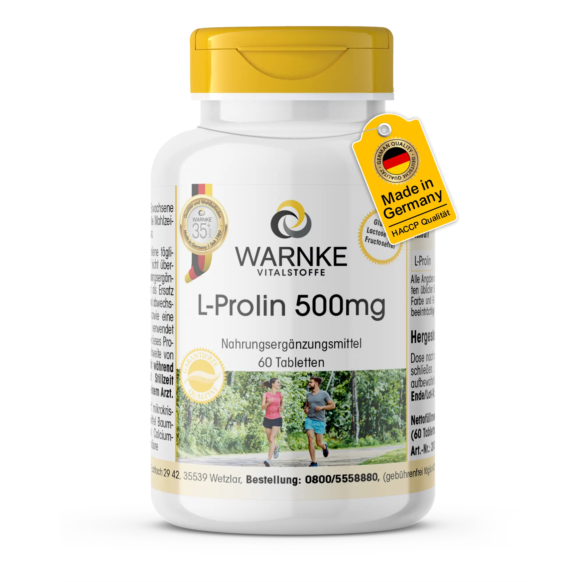 L-Prolin 500mg - 60 Tabletten - Vegan | Warnke Vitalstoffe