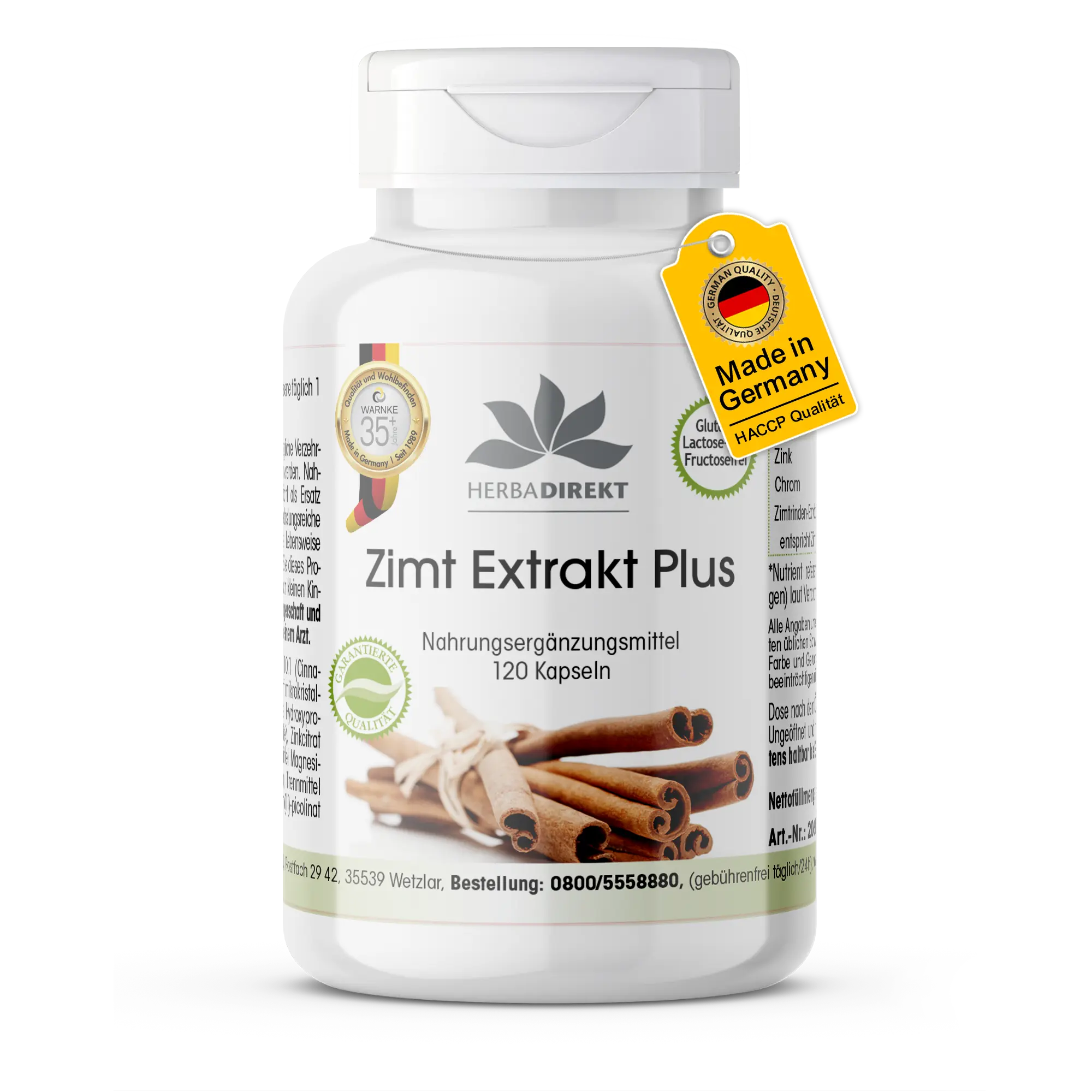 Cápsulas de extracto de canela con cromo y zinc