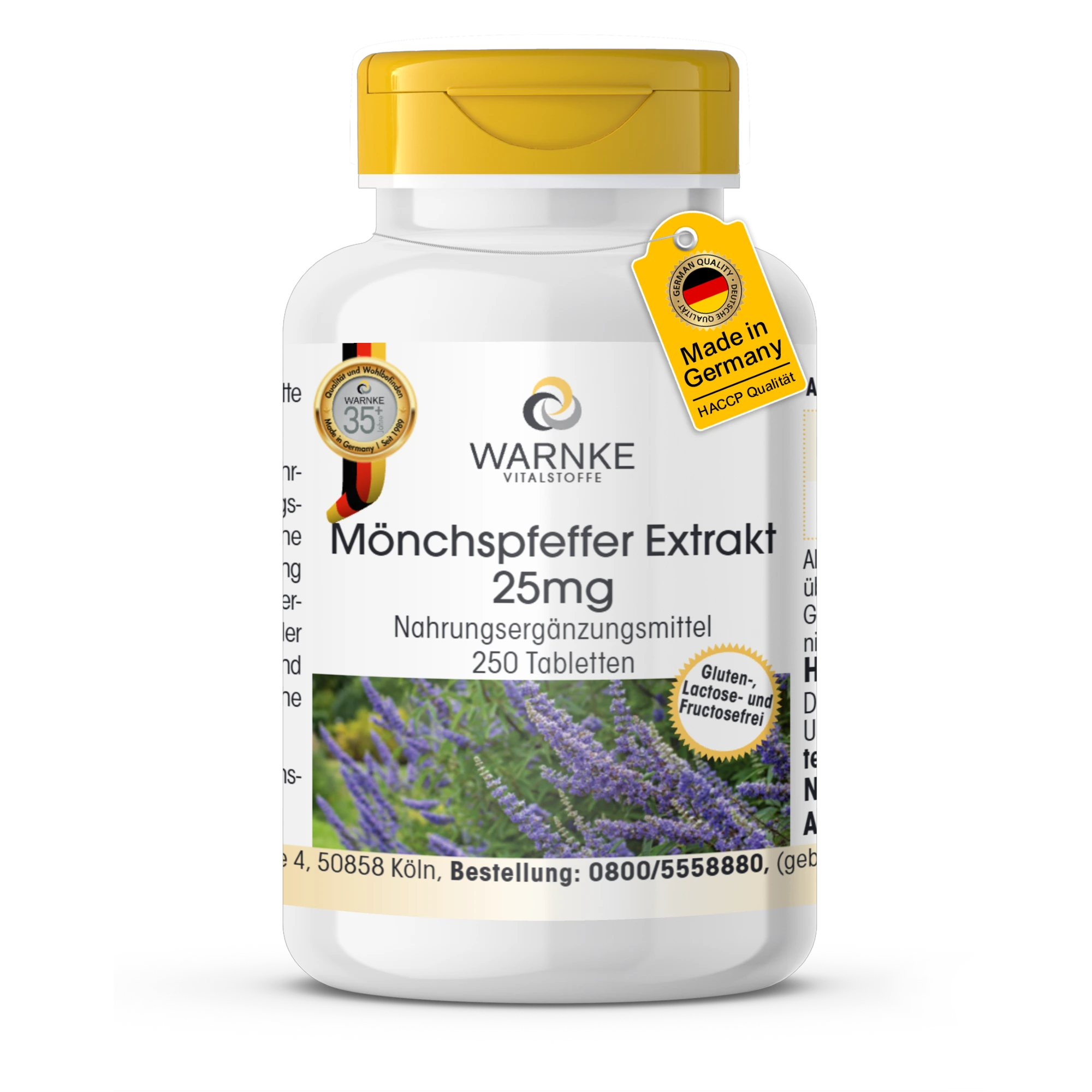 Mönchspfeffer Extrakt 25mg - 250 Tabletten - vegan | Warnke Vitalstoffe