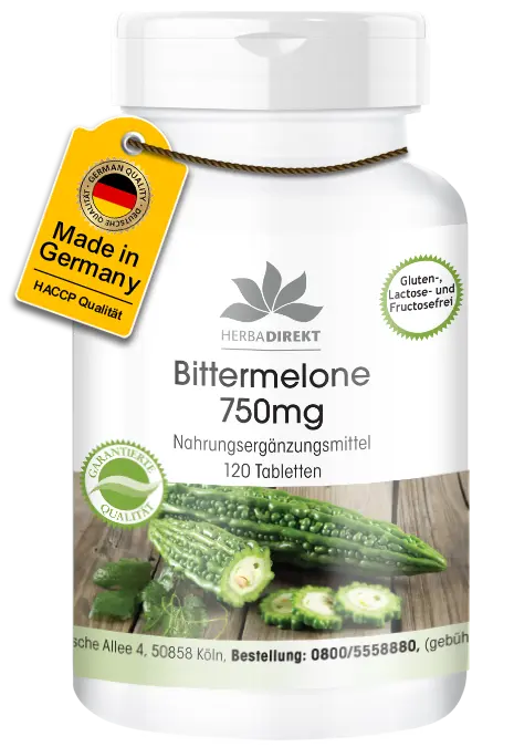 Bittermelone 750mg - 120 Tabletten - mit Chrom - für Makronährstoff-Stoffwechsel und Blutzuckerspiegel | Warnke Vitalstoffe