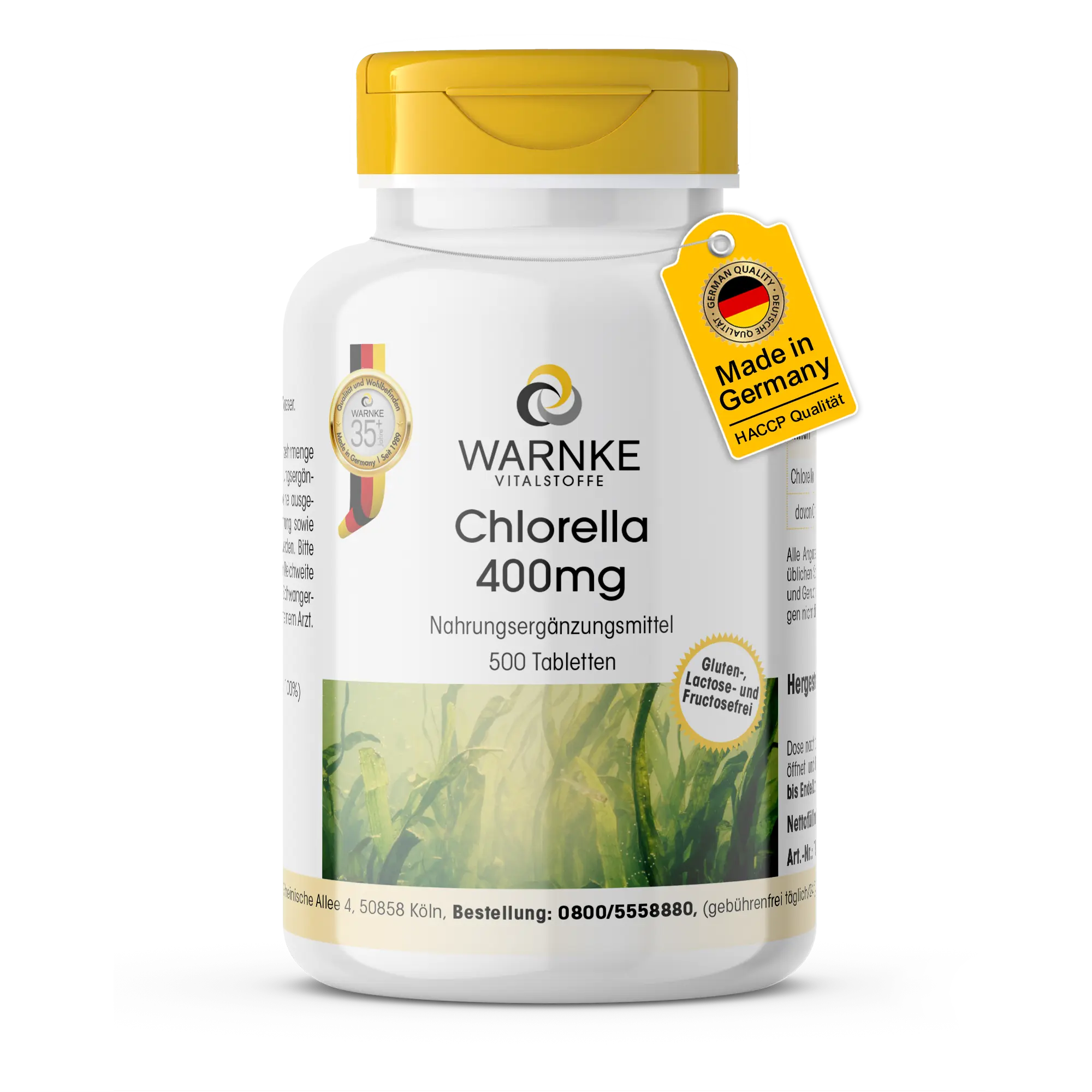 Chlorella 400mg - 500 Tabletten - Schluckfreundlich | Warnke Vitalstoffe
