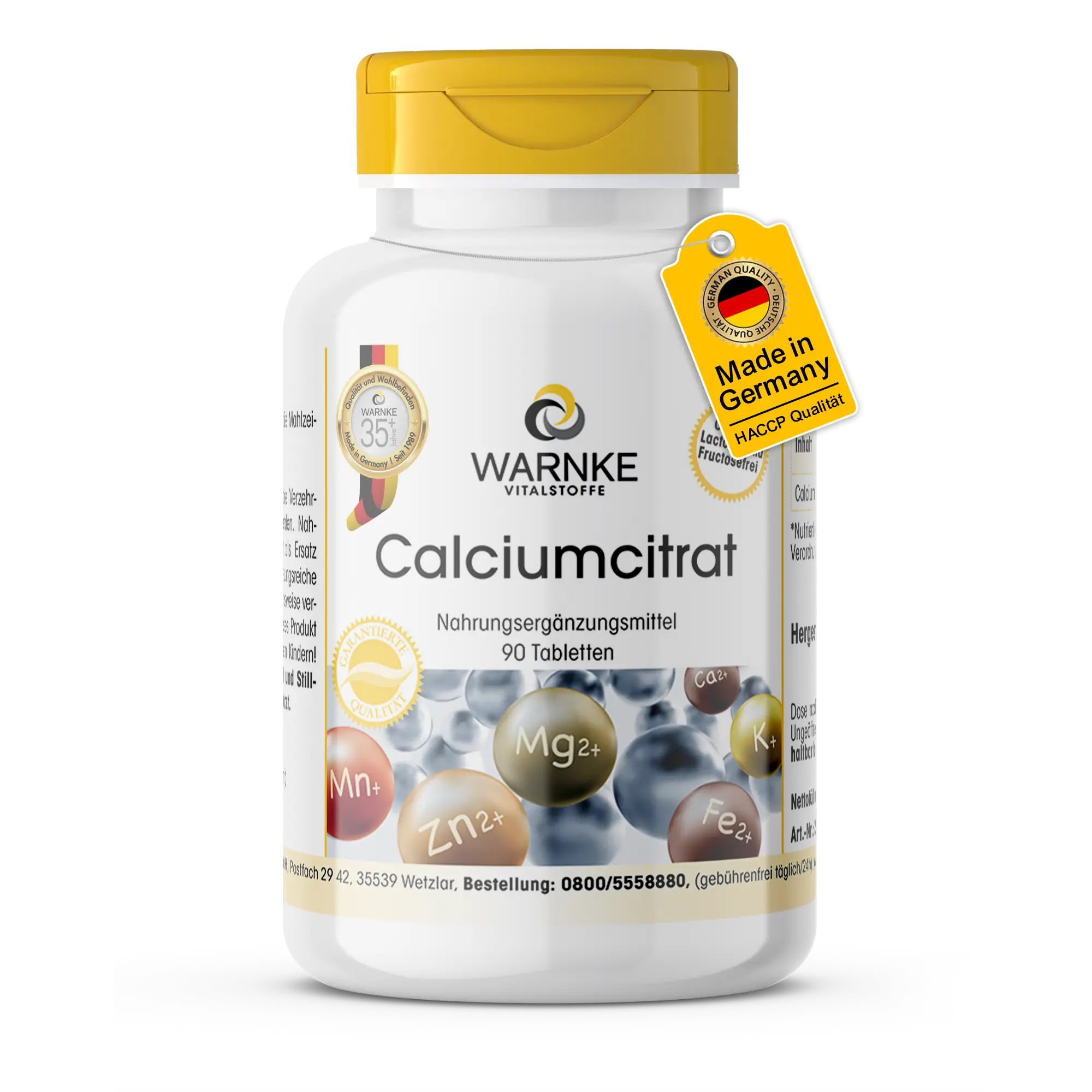 Calciumcitrat 300mg Calcium - 90 Tabletten - für Knochen, Muskeln, Zähne uvm. | Warnke Vitalstoffe