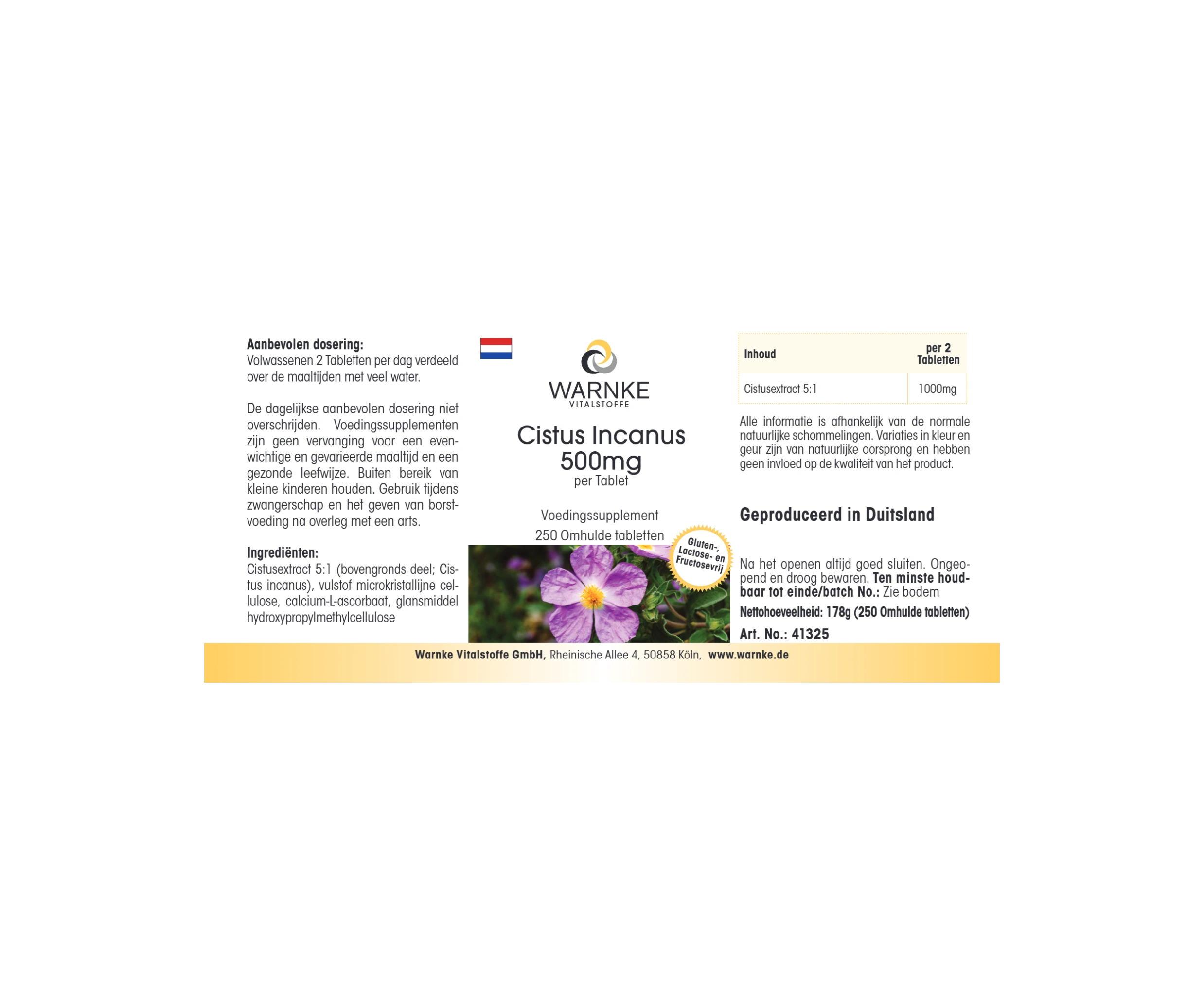 Cistus Incanus 500mg - 250 Filmtabletten - vegan | Warnke Vitalstoffe