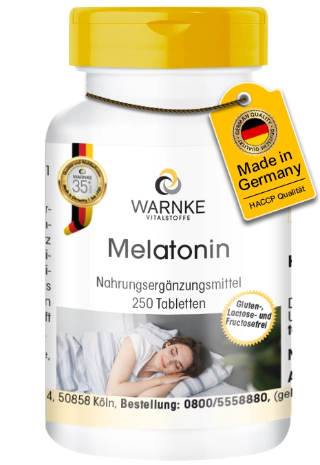 Melatonin - 250 Tabletten - für schnelleres Einschlafen - Hochdosiert - Vegan | Warnke Vitalstoffe