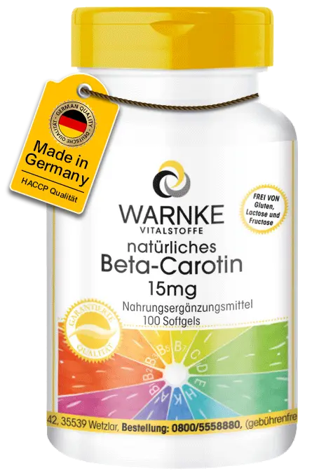 Beta Carotin 15mg natürlich - 100 Softgels | Warnke Vitalstoffe