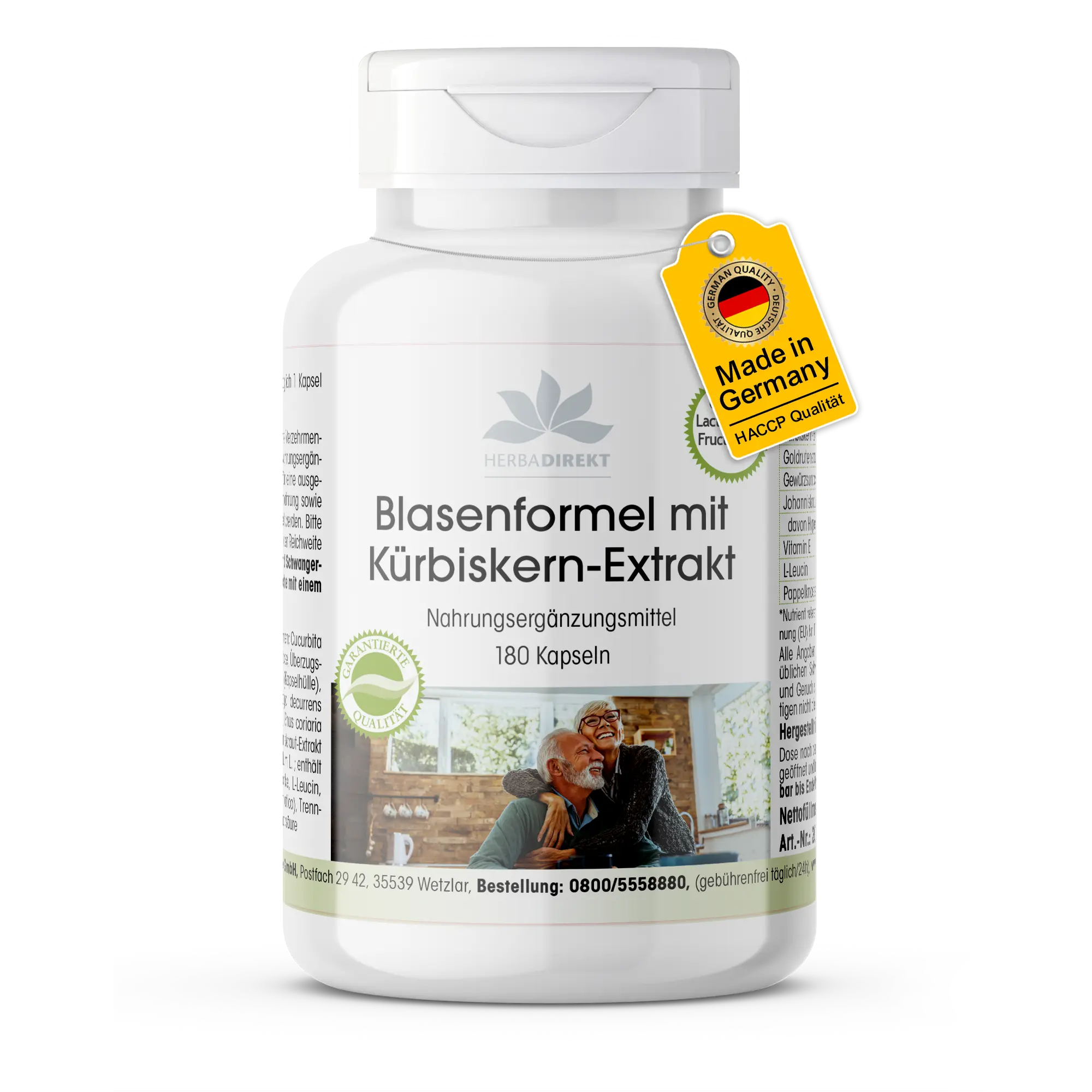 Blasenformel mit Kürbiskern-Extrakt - 180 Kapseln - mit Vitamin E - für Zellschutz | Warnke Vitalstoffe