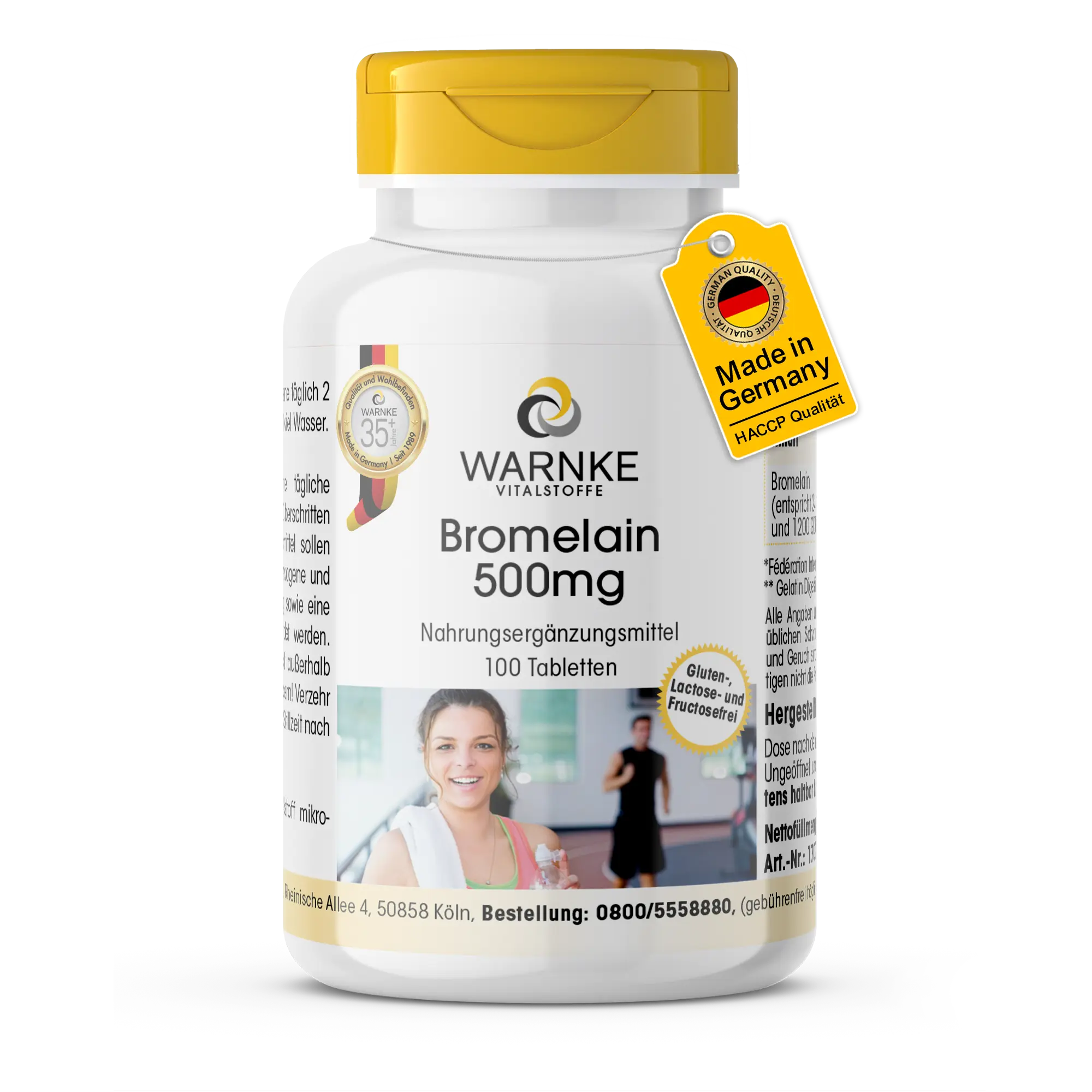 Bromelain 500mg (1200 F.I.P.) - 100 Tabletten - Ananasenzym - Hochdosiert & Vegan | Warnke Vitalstoffe