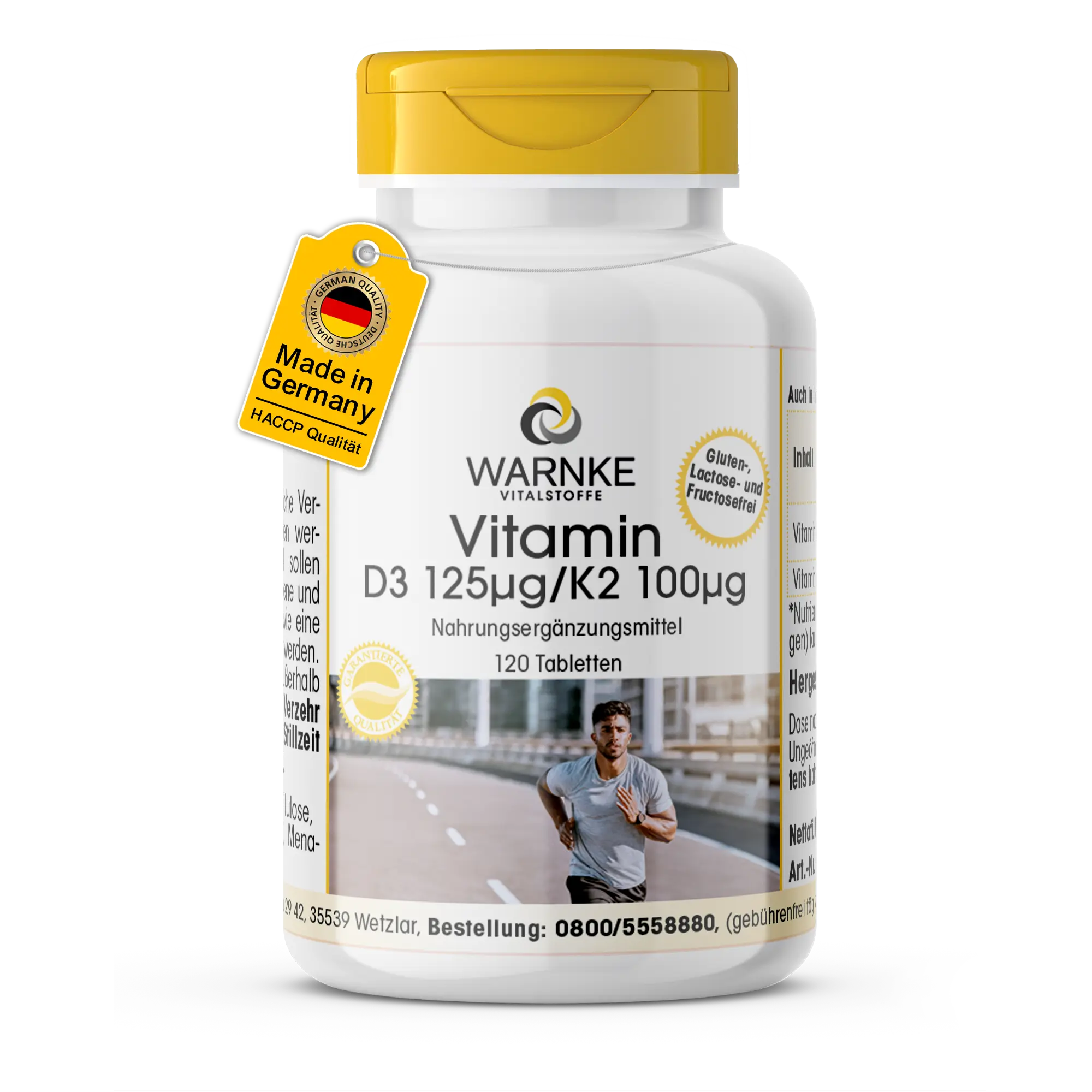Vitamin D3 125µg/K2 100µg - 120 Tabletten - Schluckfreundlich - Für Knochen, Zähne, Muskeln uvm. | Warnke Vitalstoffe