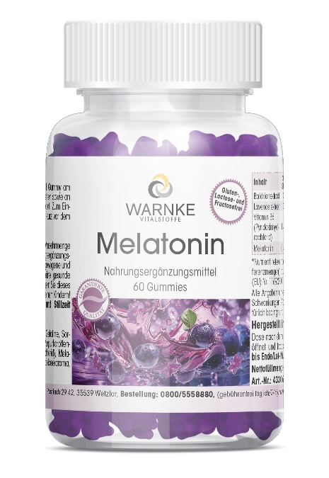  Melatonin Gummies - 60 Gummies - mit Lavendel-, Baldrianextrakt, Vitamin B6 uvm. | Warnke Vitalstoffe