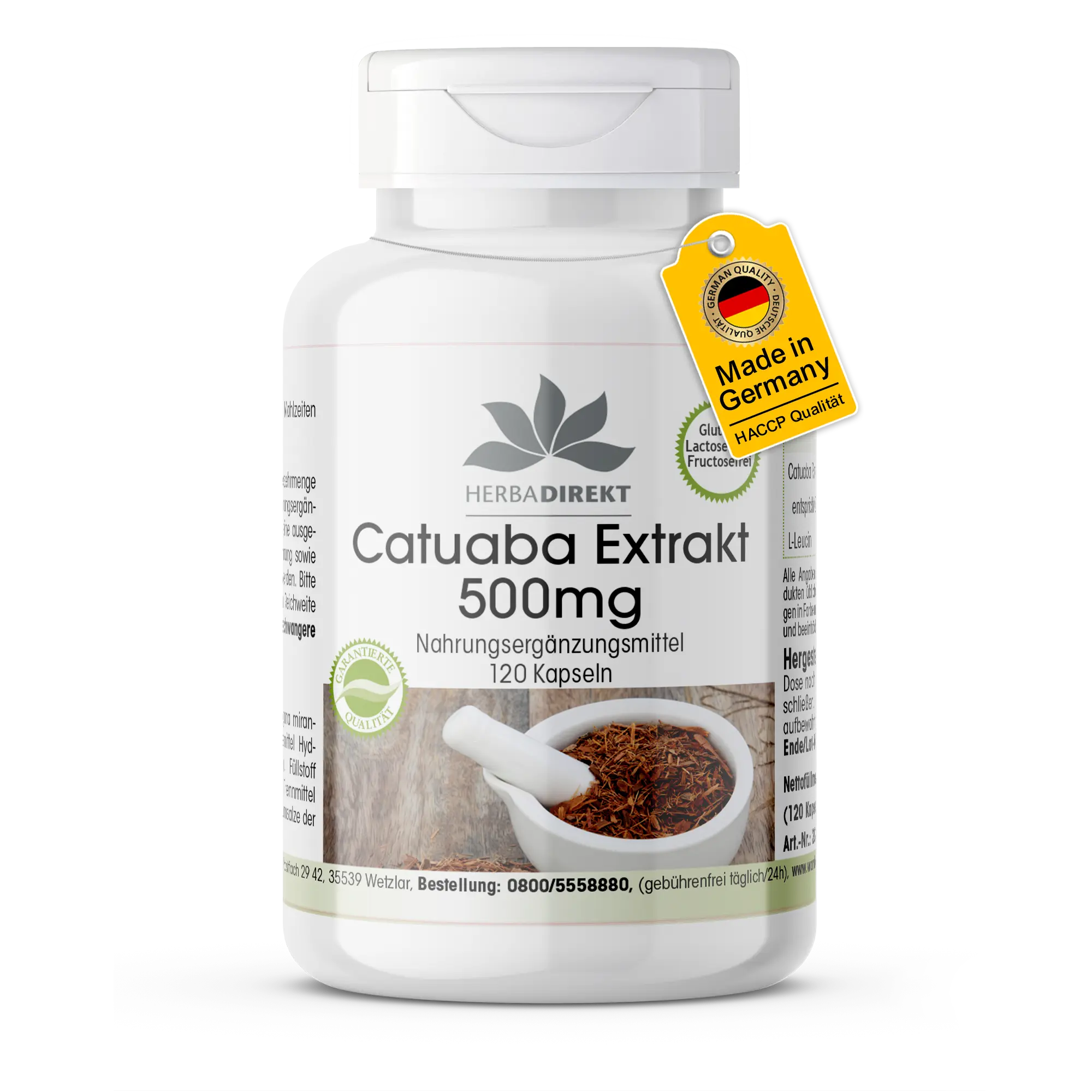 Catuaba Extrakt 500mg - 120 Kapseln - Hochdosiert & Vegan | Warnke Vitalstoffe