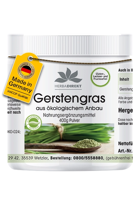 Gerstengras aus ökologischem Anbau - 400g Pulver - Hochdosiert & Vegan | Warnke Vitalstoffe